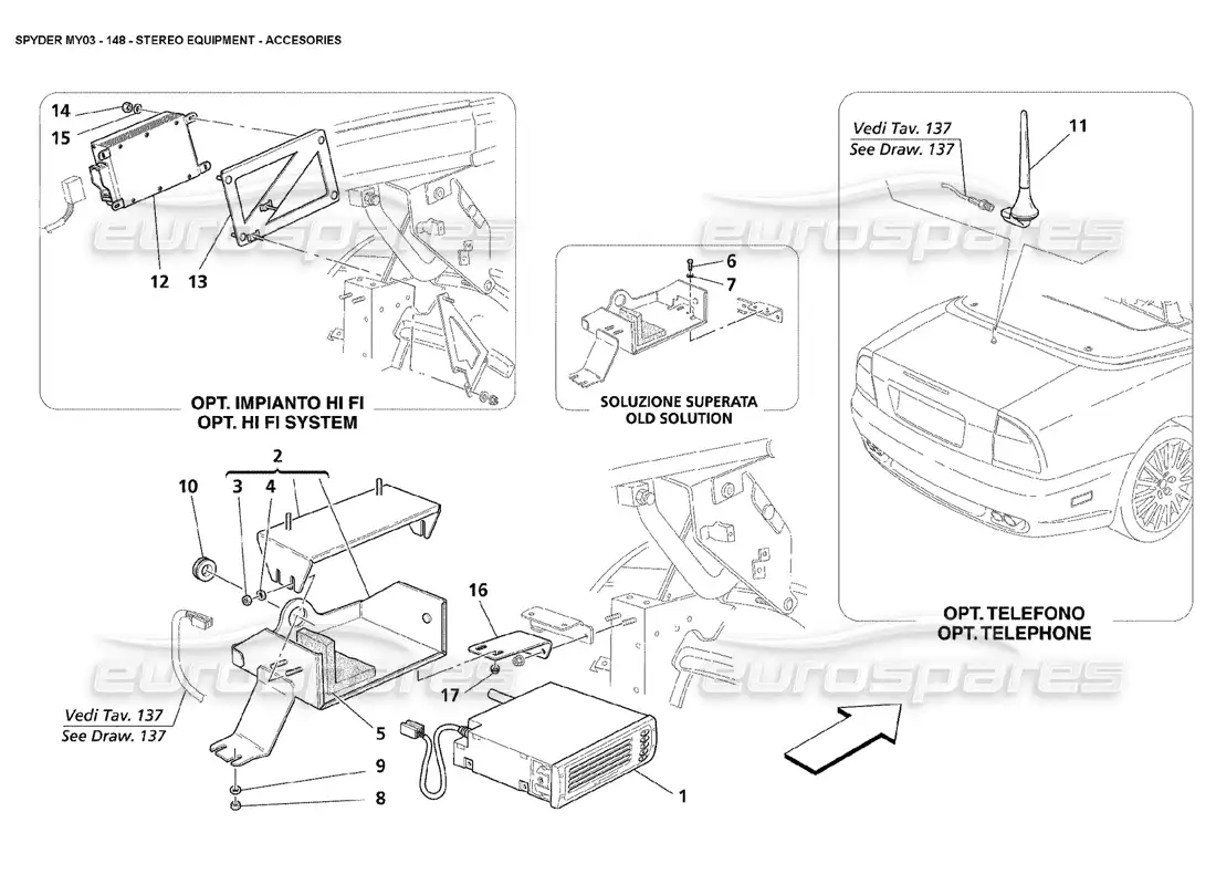 maserati 4200 spyder (2003) car stereo accessories parts diagram