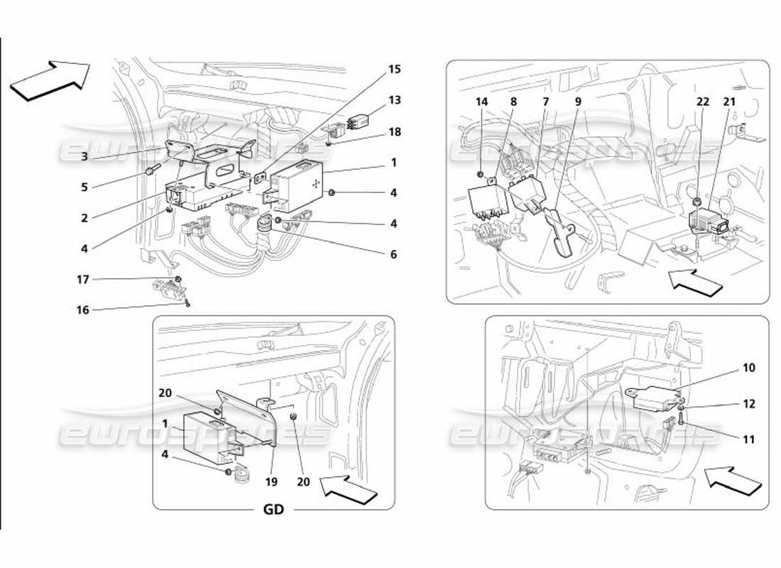 maserati 4200 gransport (2005) front passengers compartment control station part diagram