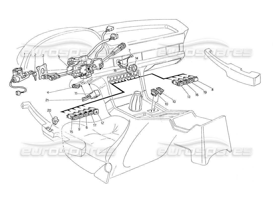 maserati biturbo spider switches and steering part diagram