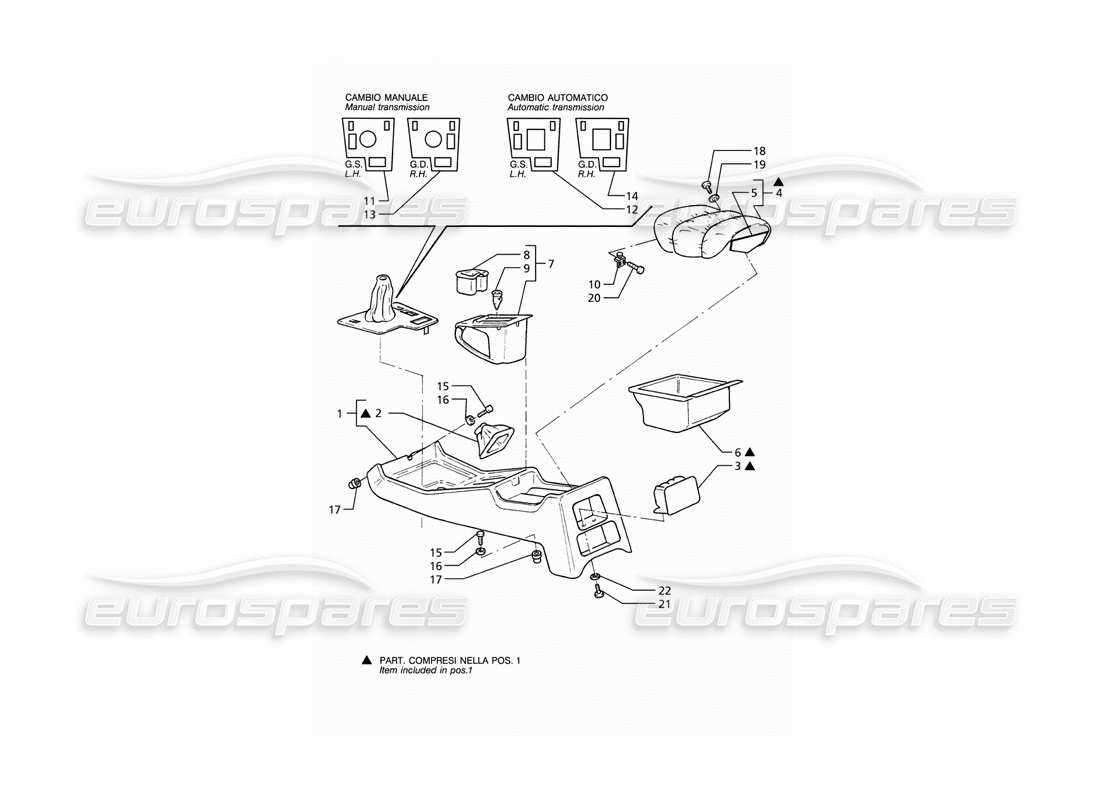 maserati ghibli 2.8 (abs) console parts diagram
