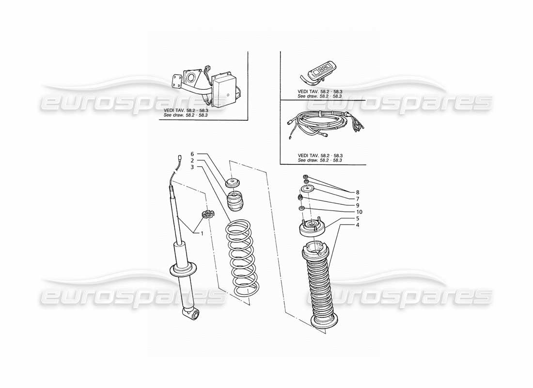 maserati ghibli 2.8 (abs) electronic control rear shock absorber parts diagram