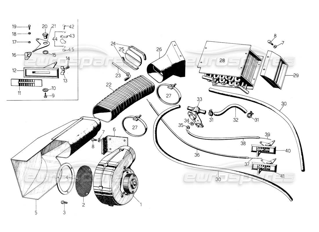 lamborghini countach 5000 s (1984) heater part diagram