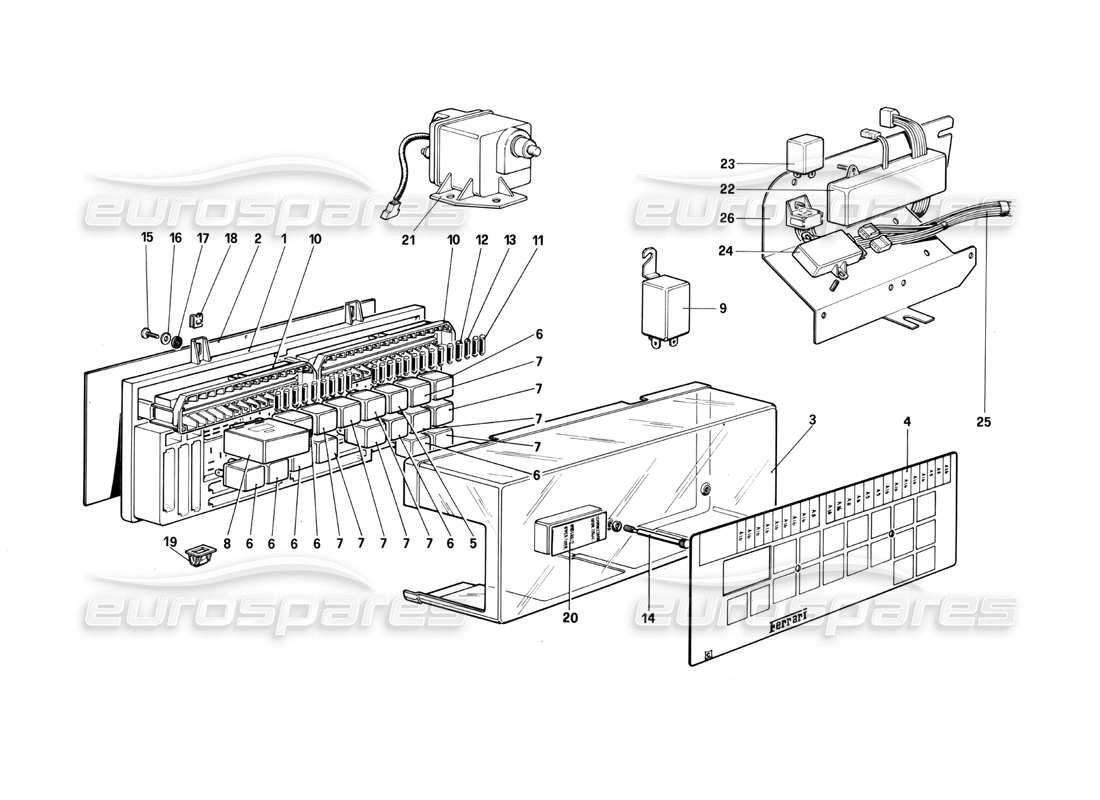 ferrari mondial 3.0 qv (1984) electrical board parts diagram