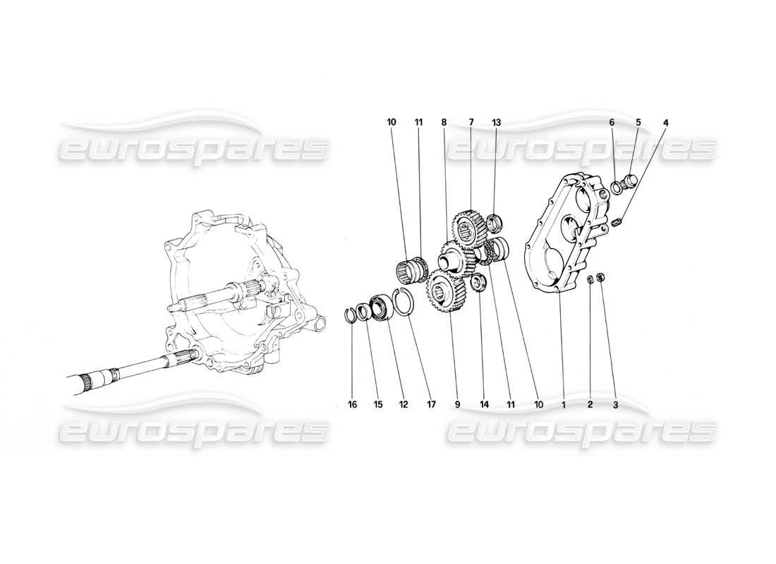 ferrari mondial 3.0 qv (1984) gearbox transmission parts diagram