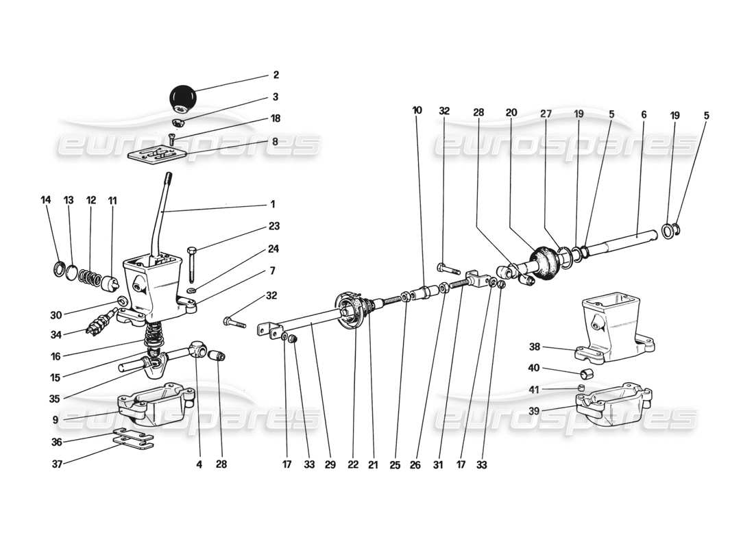 ferrari 328 (1988) outside gearbox controls part diagram