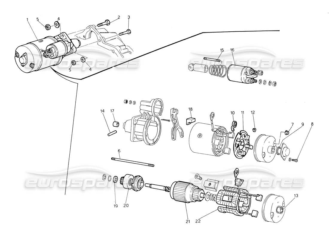 maserati biturbo spider starter motor marelli part diagram