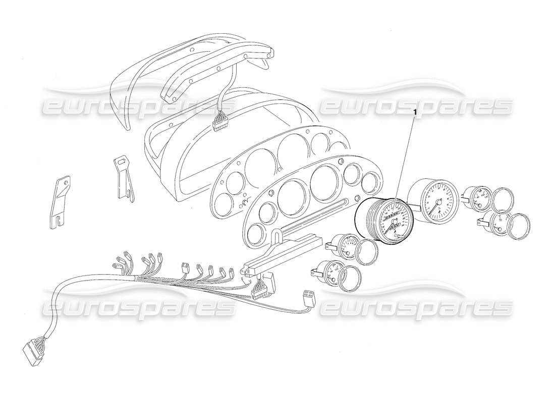 lamborghini diablo vt (1994) dashboard instruments - (valid for singapore - rh d. version - april 1994) part diagram