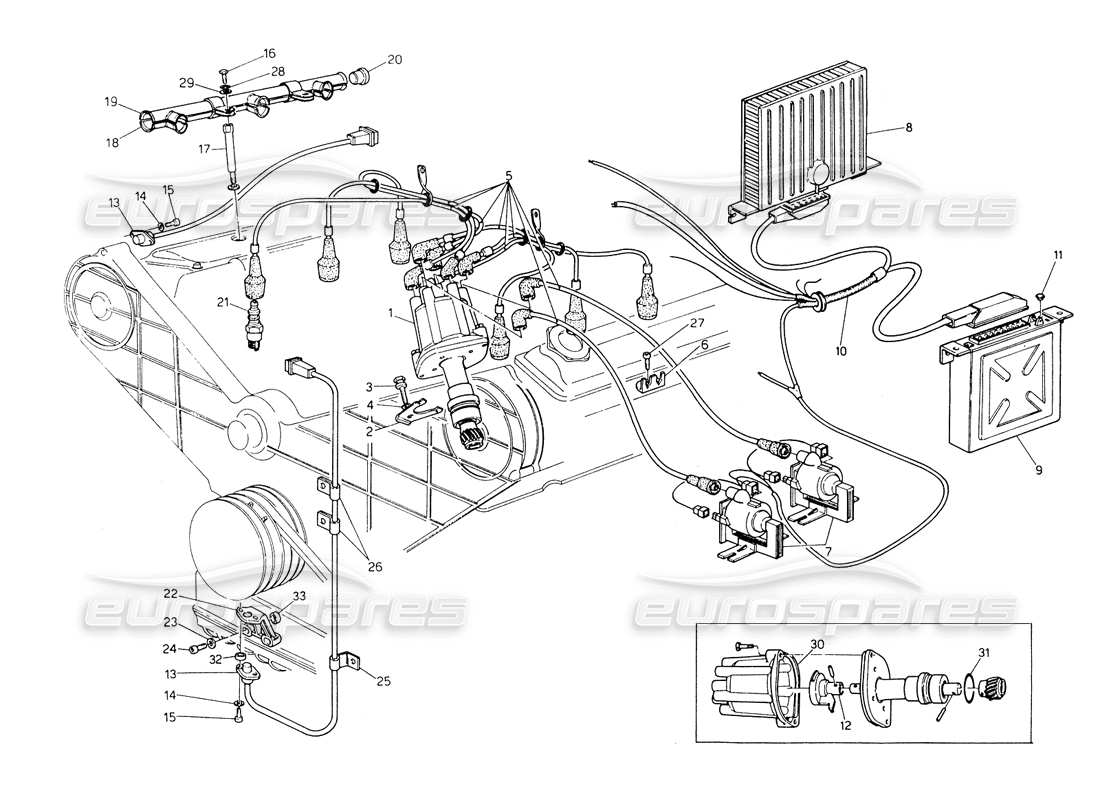 maserati biturbo spider ignition system - distributor part diagram