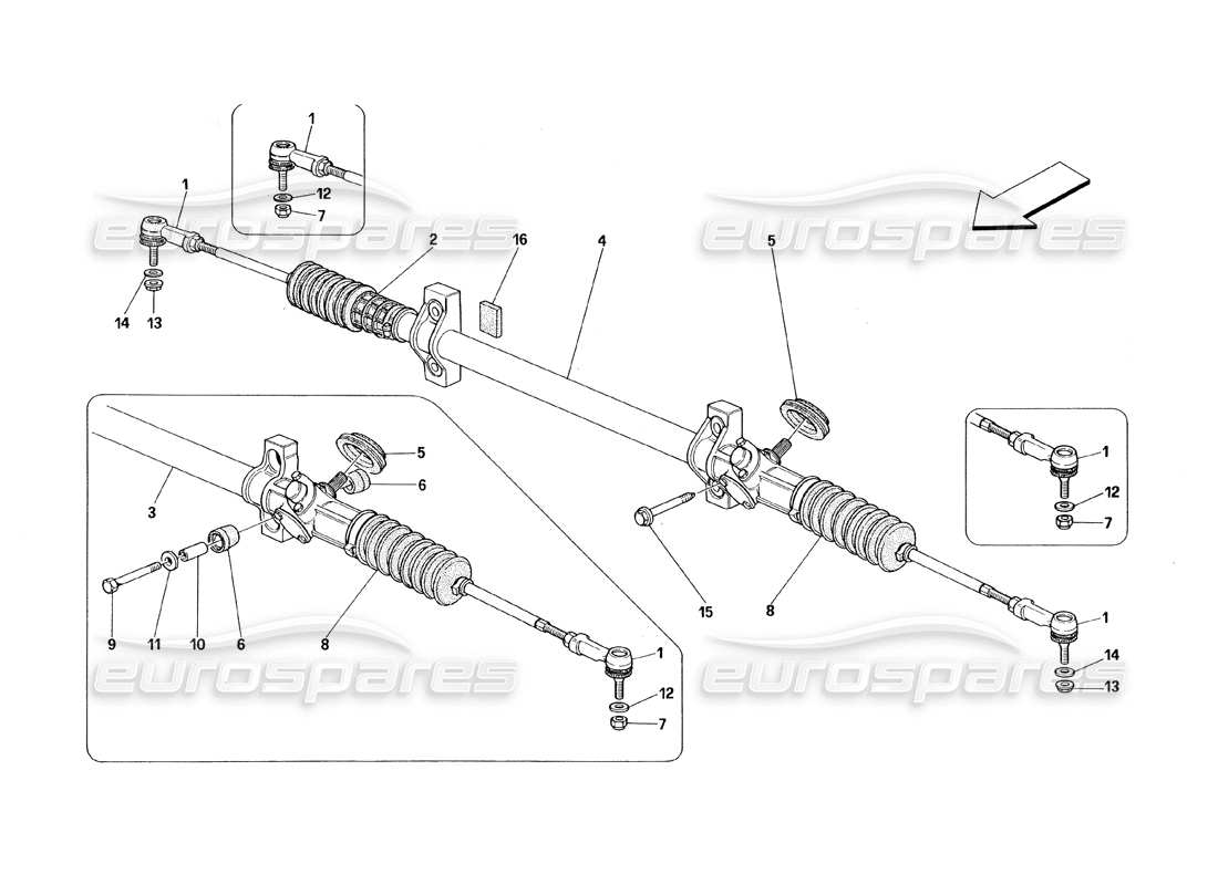 ferrari 348 (1993) tb / ts steering box and linkage part diagram