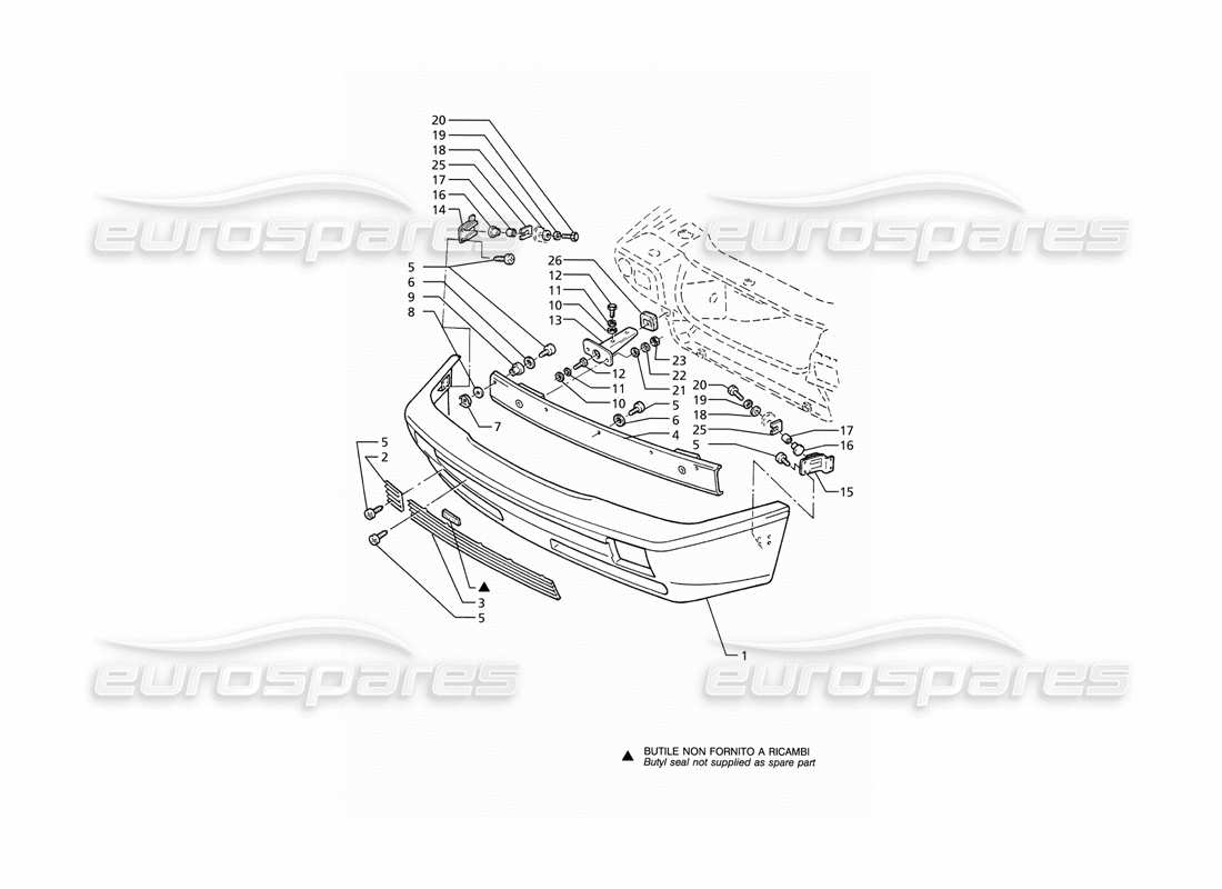 maserati ghibli 2.8 (abs) front bumper parts diagram