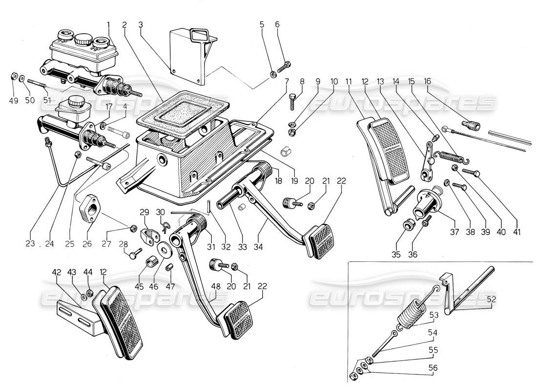 lamborghini jalpa 3.5 (1984) pedals parts diagram