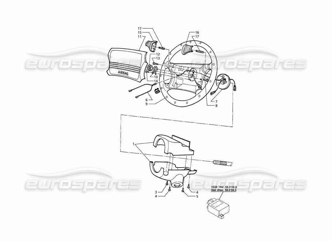 maserati qtp. 3.2 v8 (1999) steering wheel with airbag parts diagram