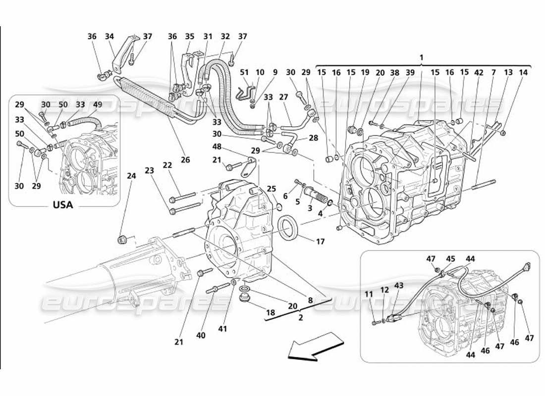 maserati 4200 gransport (2005) gearbox - cover - gearbox oil radiator part diagram