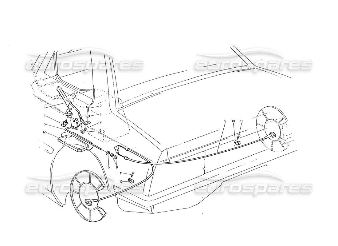 maserati biturbo 2.5 (1984) hand-brake control part diagram