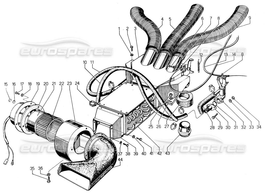 lamborghini urraco p300 heater parts diagram