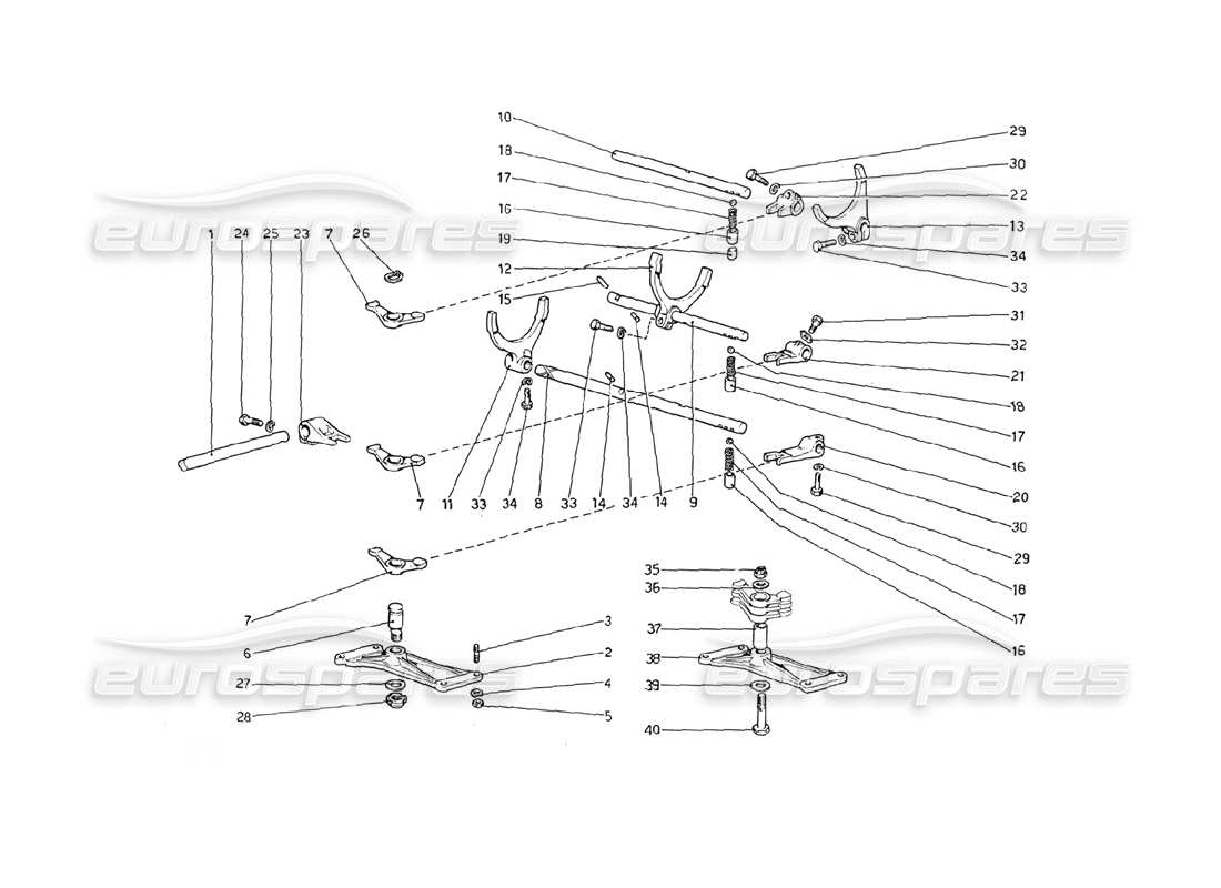 ferrari 208 gt4 dino (1975) inside gearbox controls part diagram