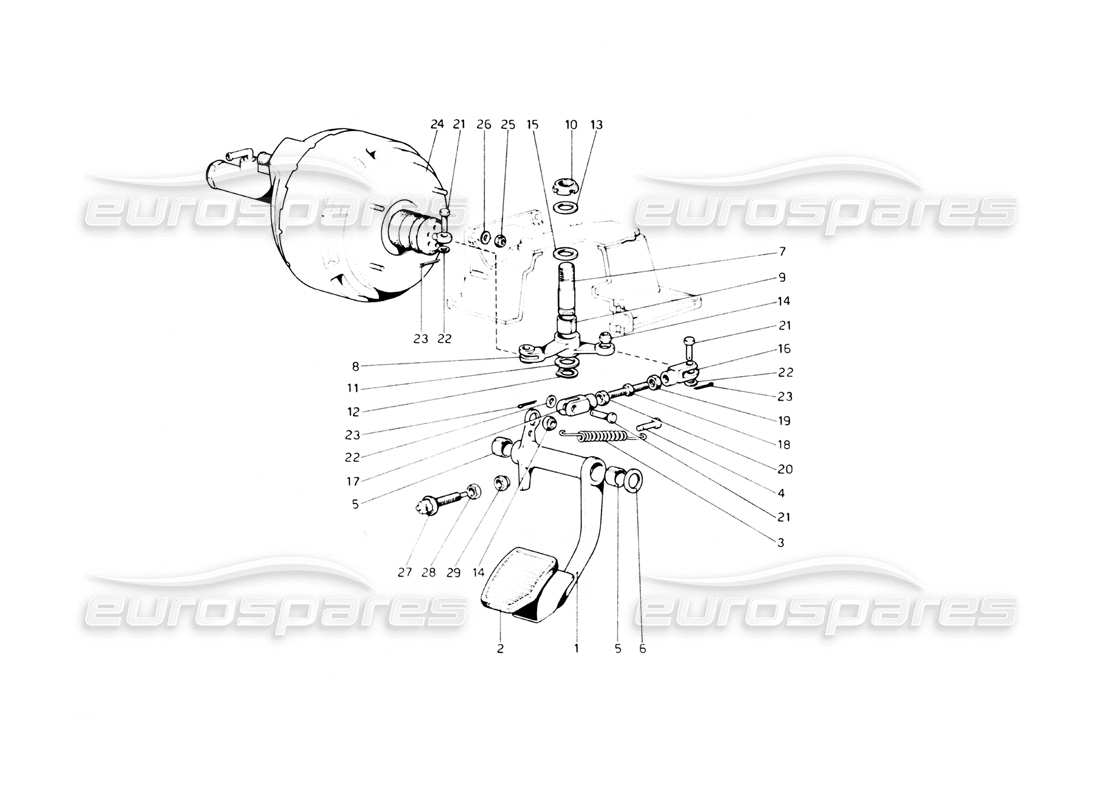 ferrari 512 bb brake hydraulic system (variants for rh d. version) part diagram