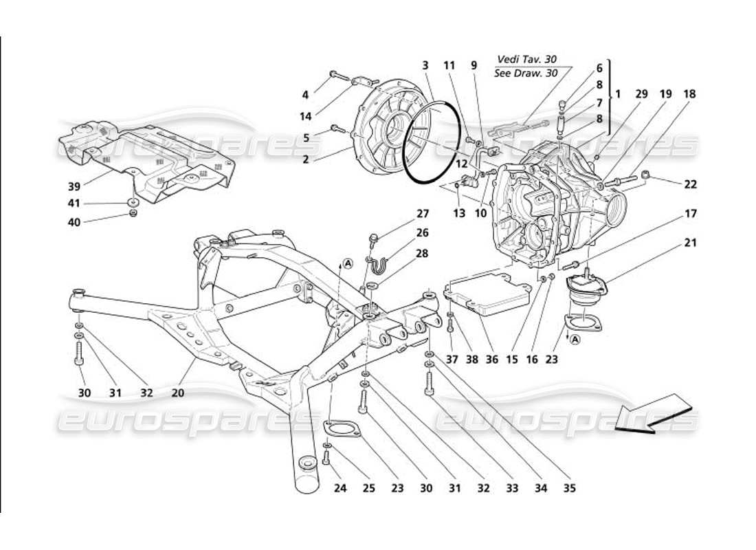 maserati 4200 gransport (2005) differential box - rear underbody part diagram