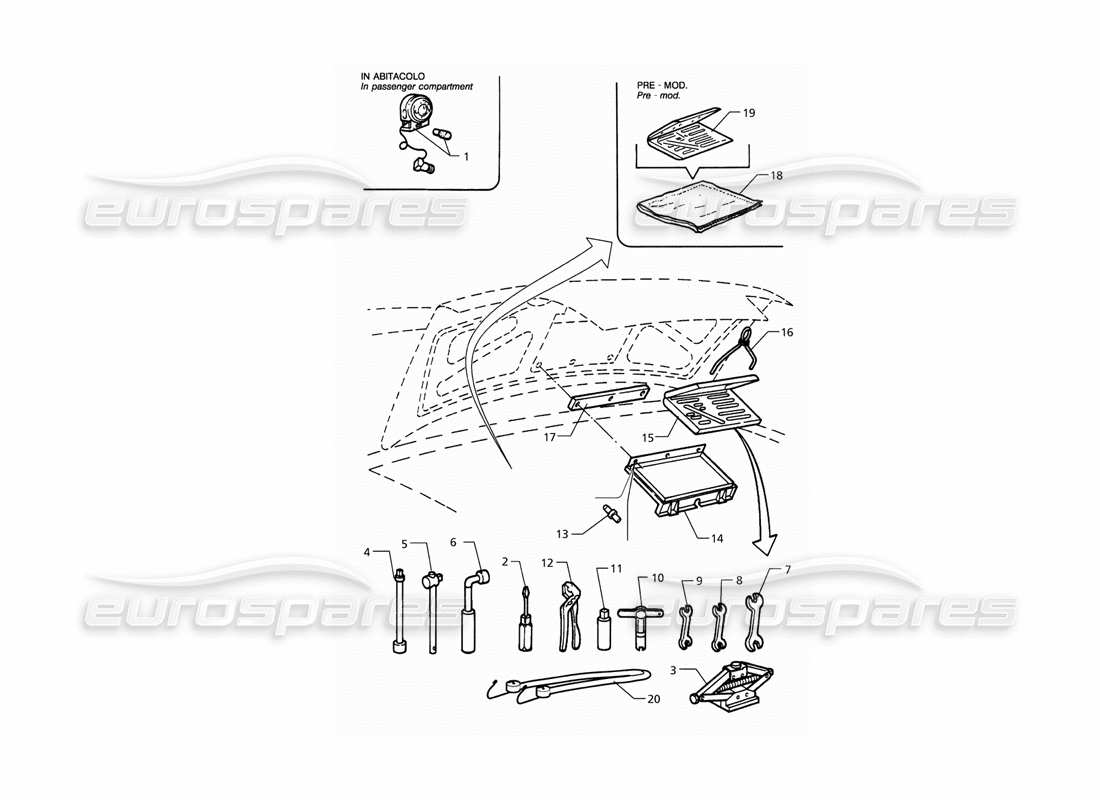 maserati qtp. 3.2 v8 (1999) tools parts diagram