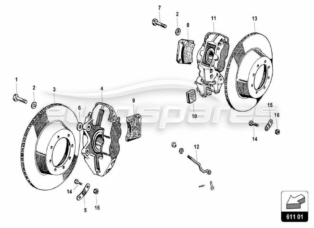 lamborghini miura p400 brake system parts diagram