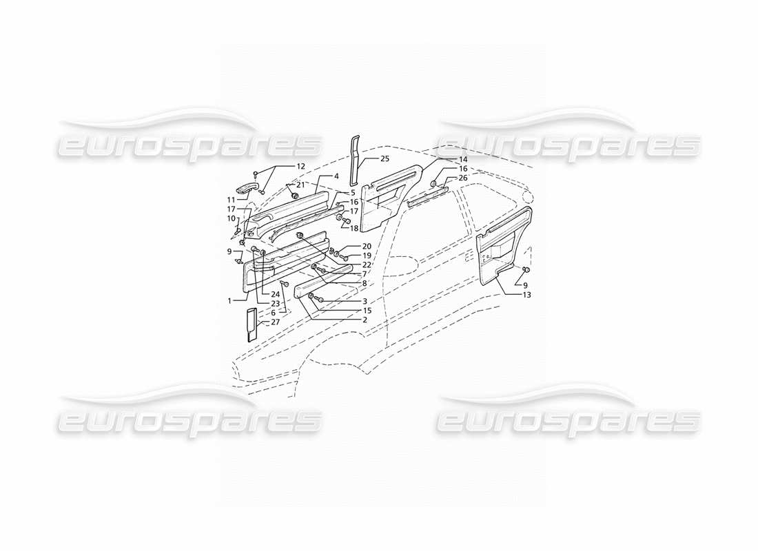 maserati ghibli 2.8 gt (variante) inner trims: panels parts diagram