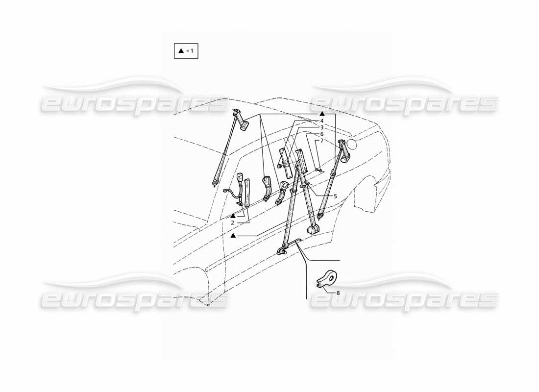 maserati ghibli 2.8 gt (variante) seat belts parts diagram