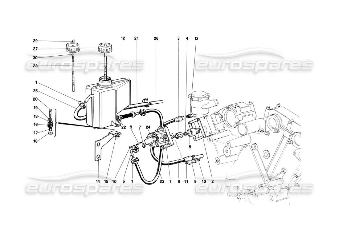 ferrari 400i (1983 mechanical) rear suspension - oil tank and oil pump parts diagram