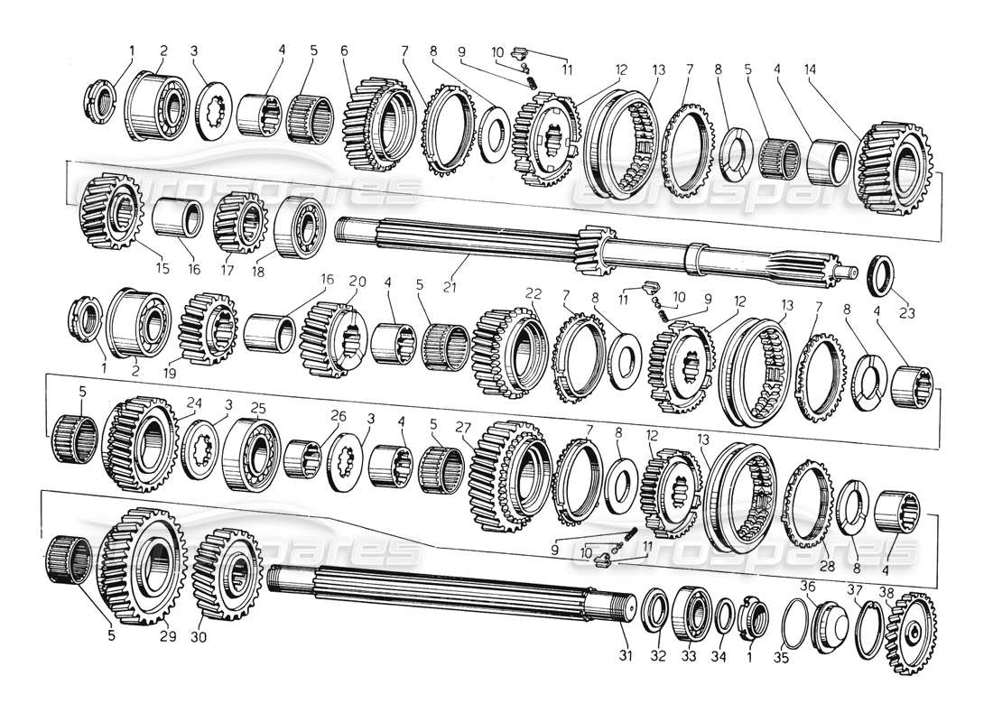 lamborghini countach 5000 qvi (1989) gearbox part diagram