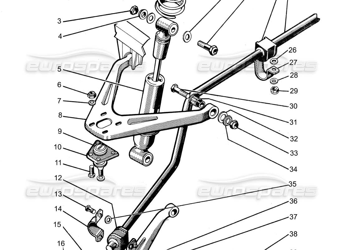 lamborghini 400 gt front suspension part diagram