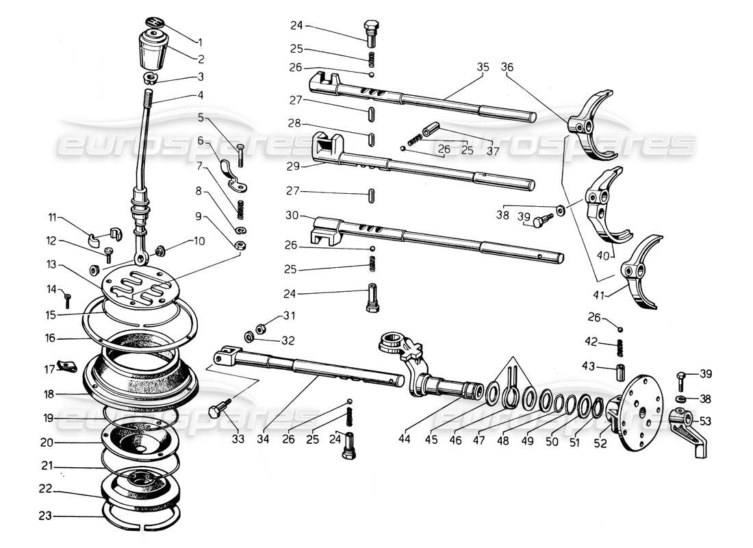 lamborghini countach 5000 qvi (1989) gear shift lever part diagram