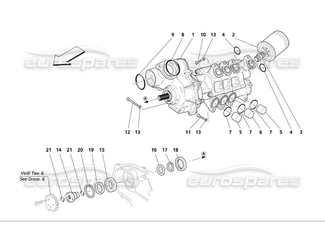 maserati 4200 gransport (2005) water-oil pump part diagram