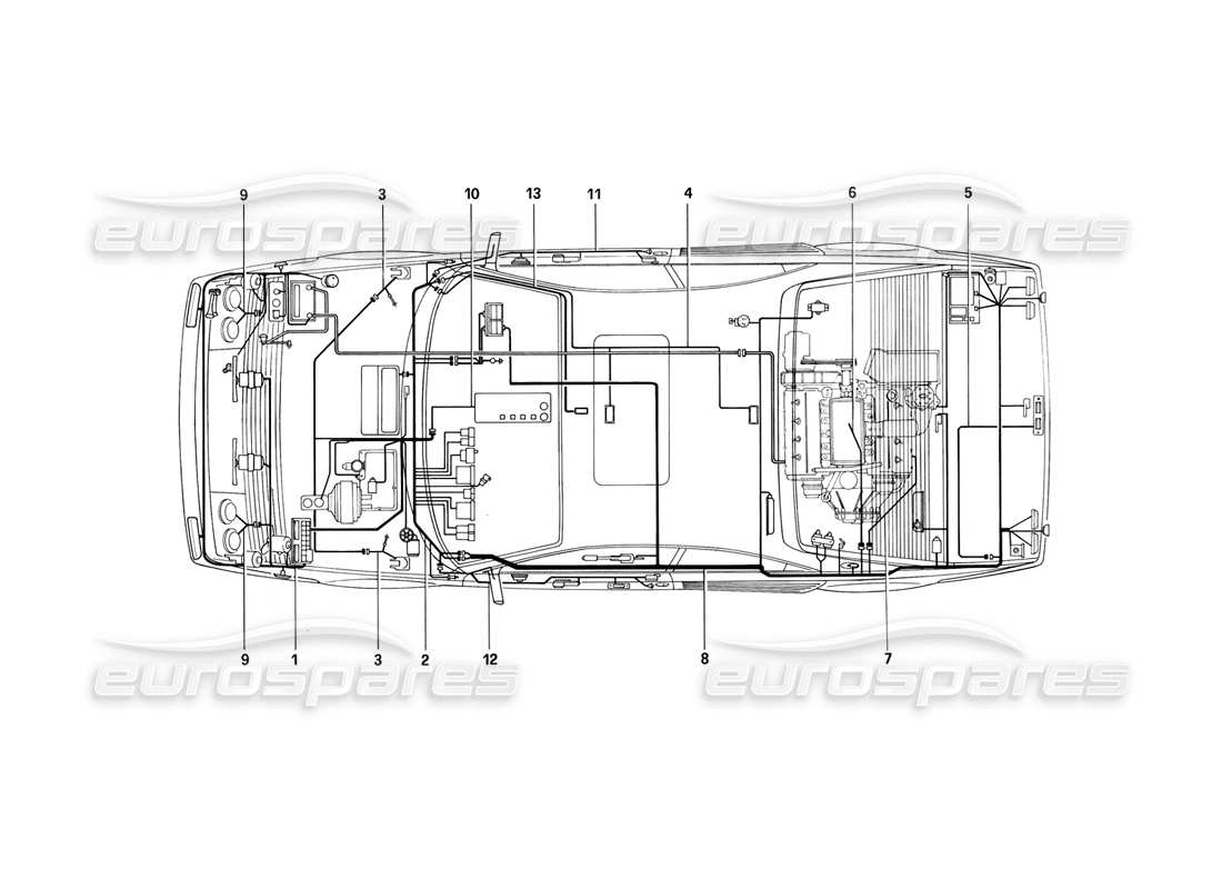 ferrari mondial 3.2 qv (1987) electrical system part diagram