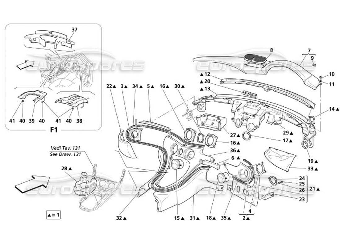 maserati 4200 spyder (2005) dashboard -valid for gd- parts diagram