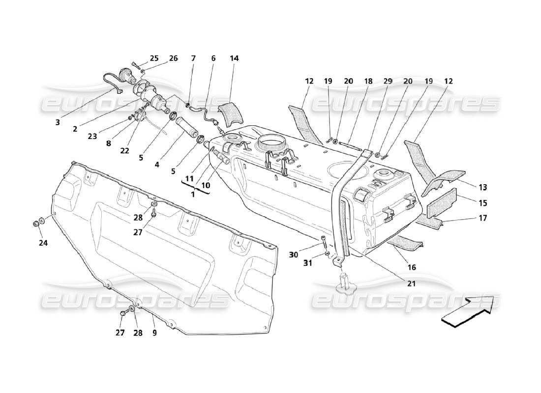 maserati qtp. (2006) 4.2 fuel tanks parts diagram