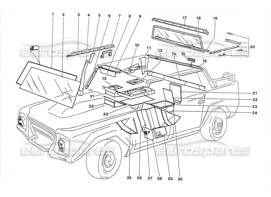 lamborghini lm002 (1988) internal elements part diagram