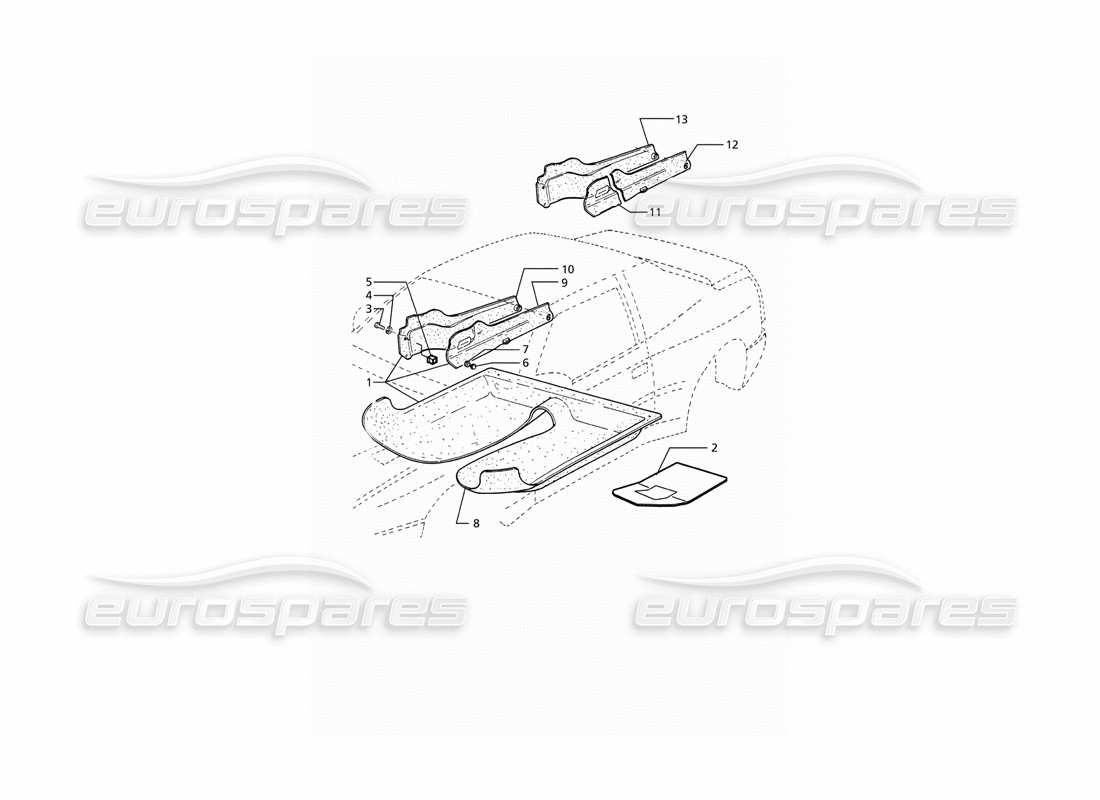 maserati ghibli 2.8 (abs) passenger compartment carpets parts diagram