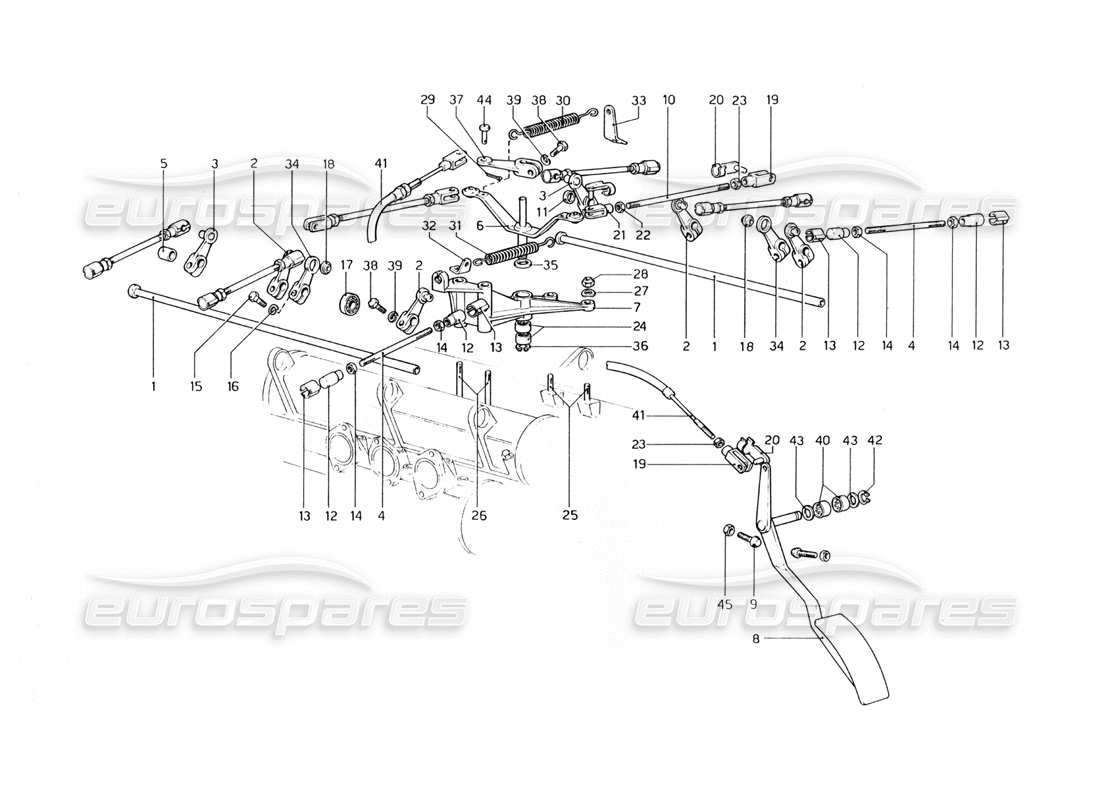 ferrari 400 gt (mechanical) throttle control part diagram