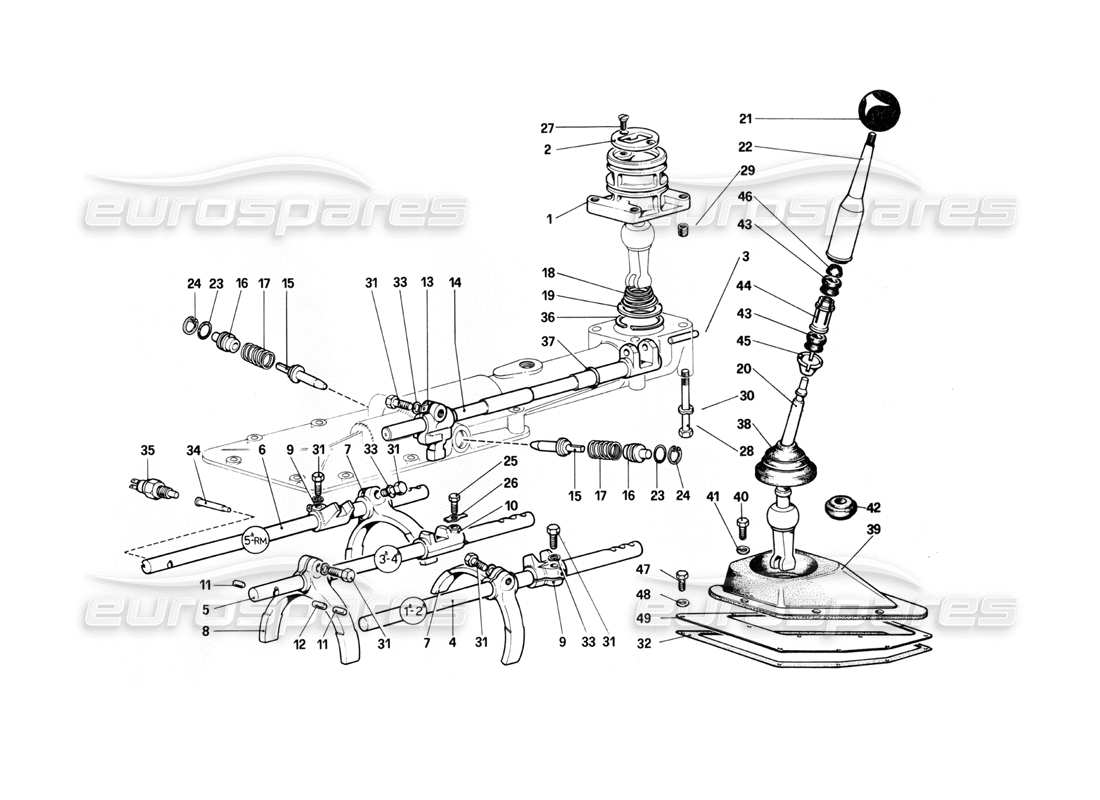 ferrari 400i (1983 mechanical) inside and outside gearbox controls (400 gt) part diagram