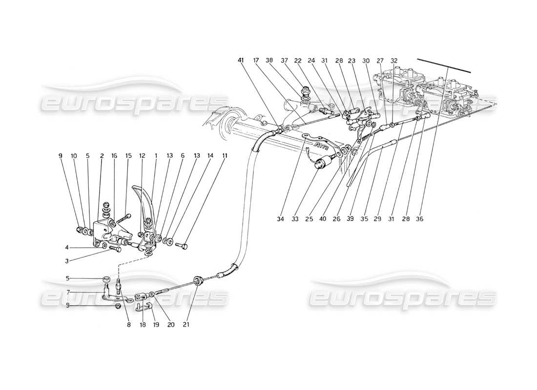 ferrari 208 gt4 dino (1975) throttle control parts diagram