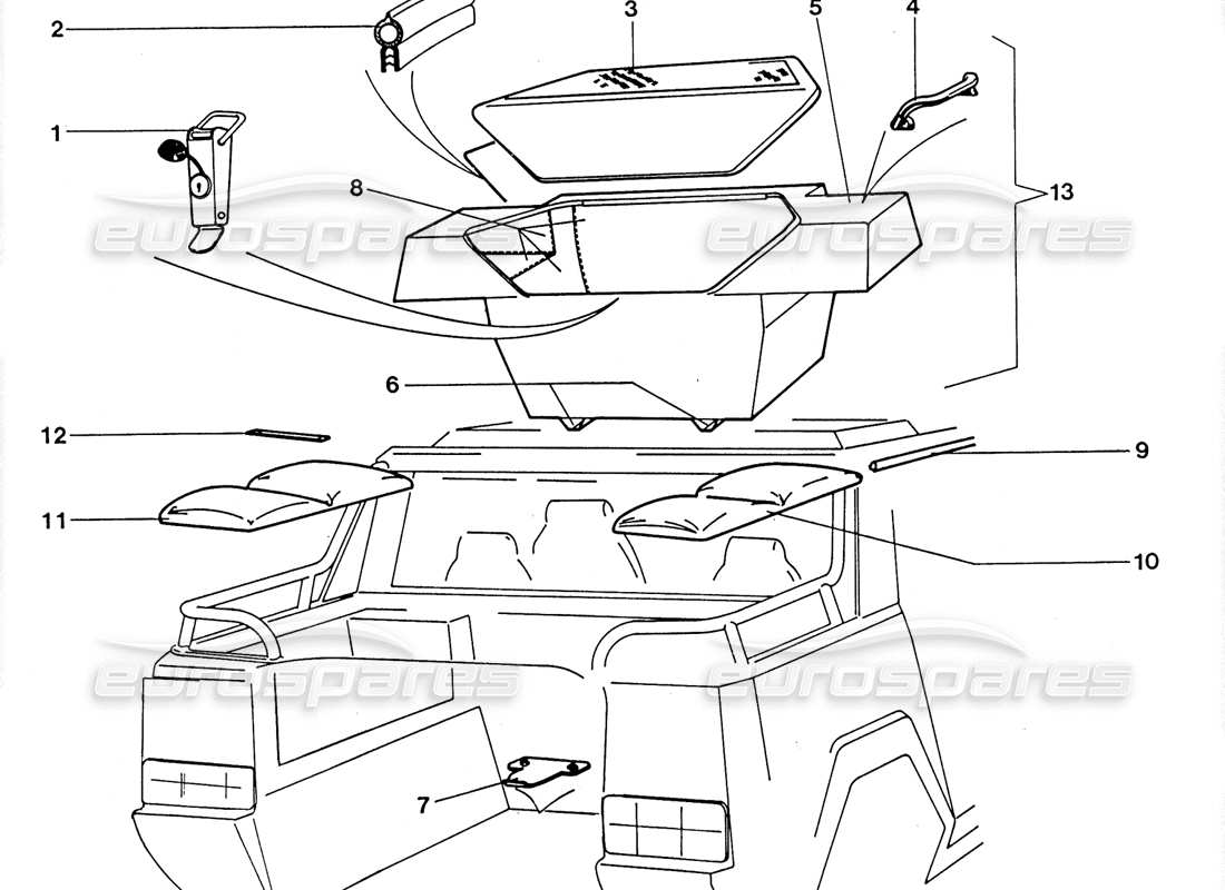 lamborghini lm002 (1988) rear luggage box part diagram