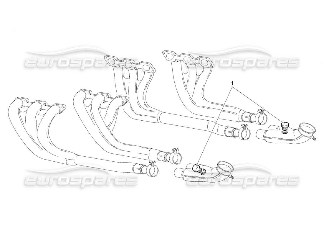 lamborghini diablo vt (1994) exhaust system - (valid for south africa - rh d. version - april 1994) part diagram