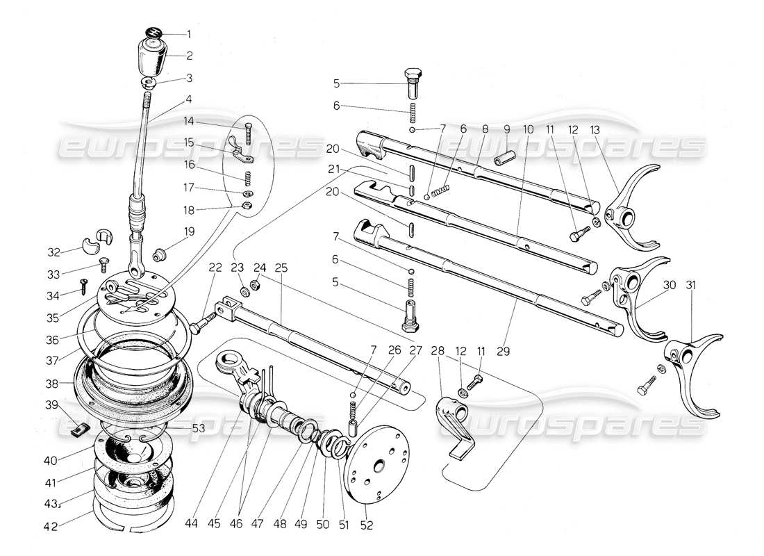 lamborghini countach 5000 s (1984) gear shift lever part diagram