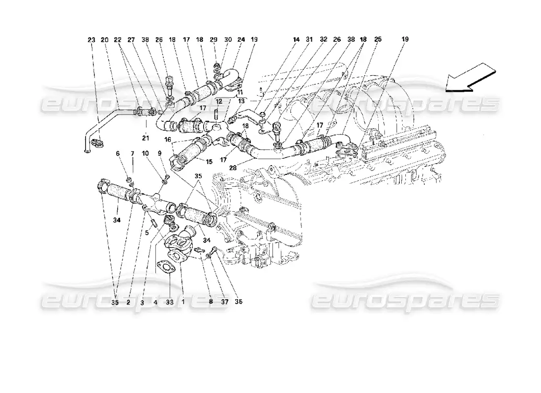 ferrari 512 m engine cooling parts diagram