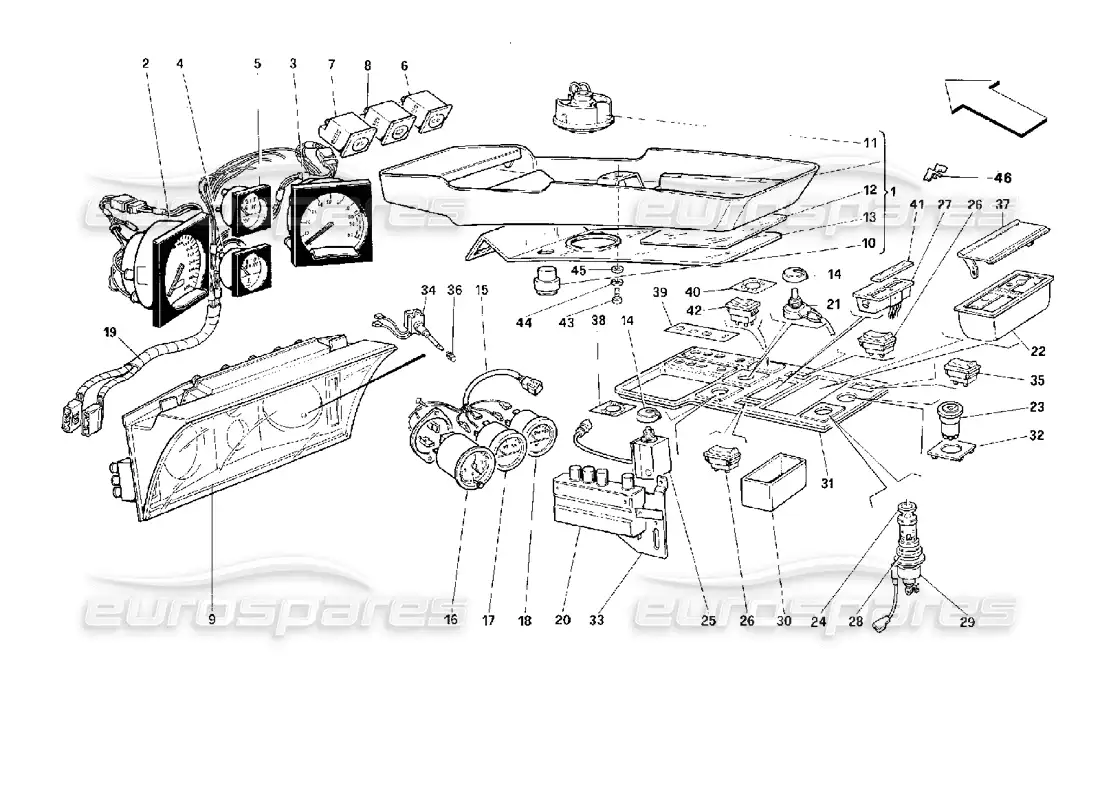 ferrari 512 m instruments and passenger compartment accessories parts diagram