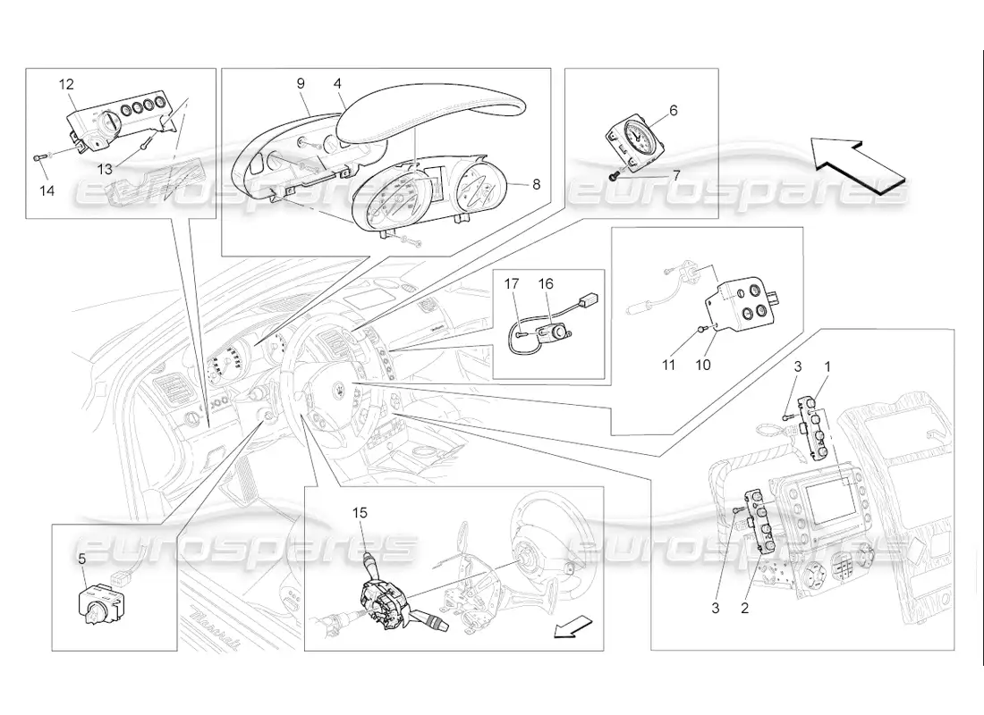 a part diagram from the maserati quattroporte m139 (2005-2013) parts catalogue