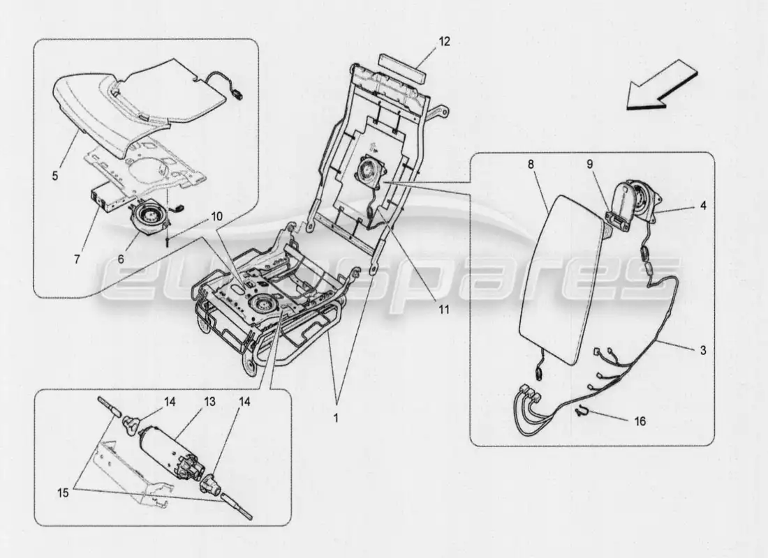 a part diagram from the maserati quattroporte m156 (2014 onwards) parts catalogue