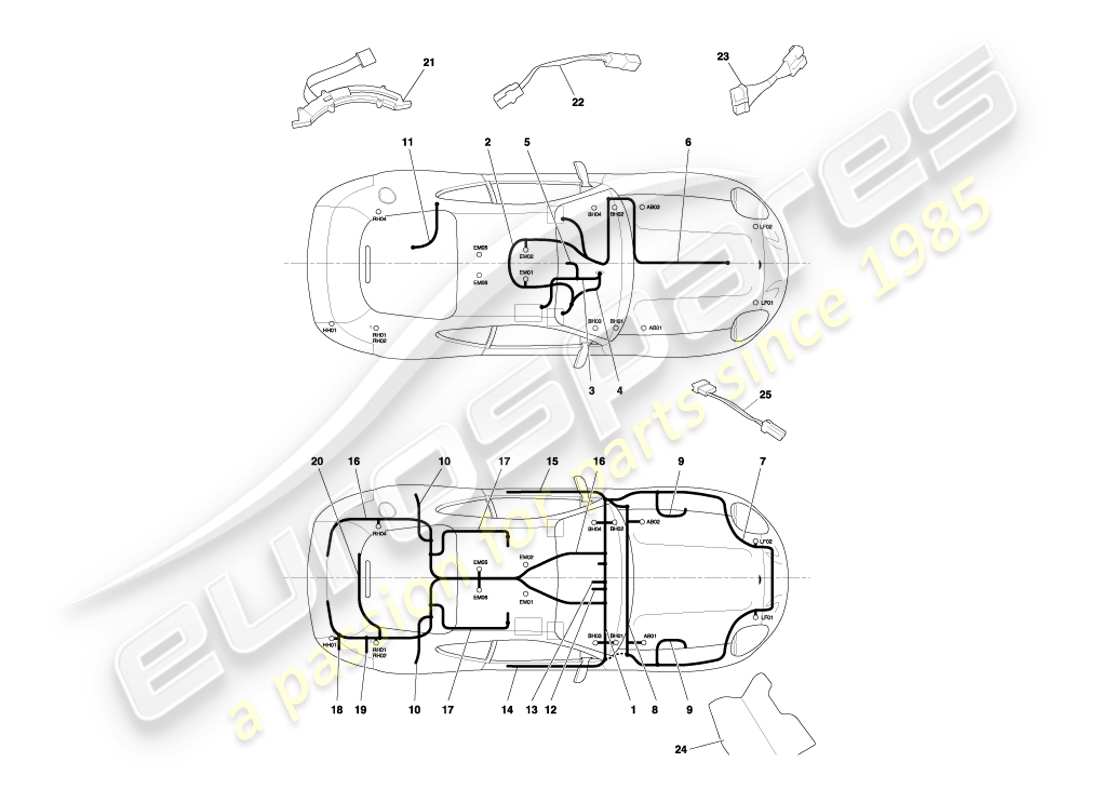 a part diagram from the aston martin db7 vantage (2000) parts catalogue