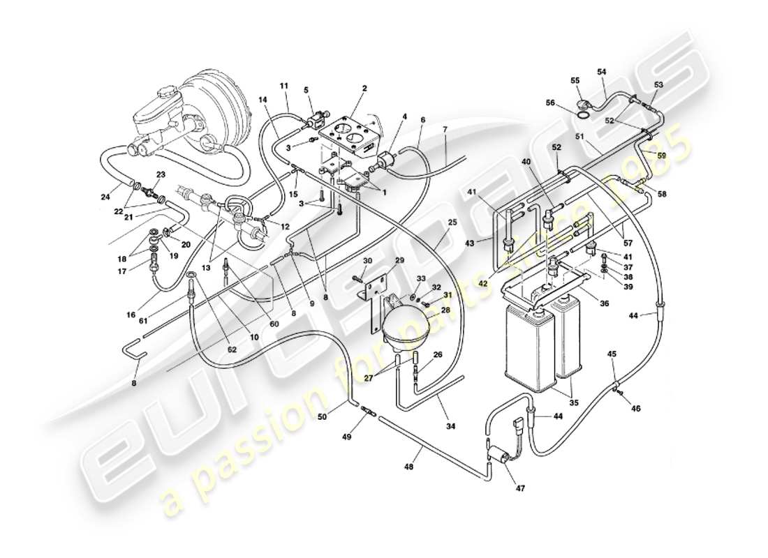 a part diagram from the aston martin v8 coupe (1999) parts catalogue