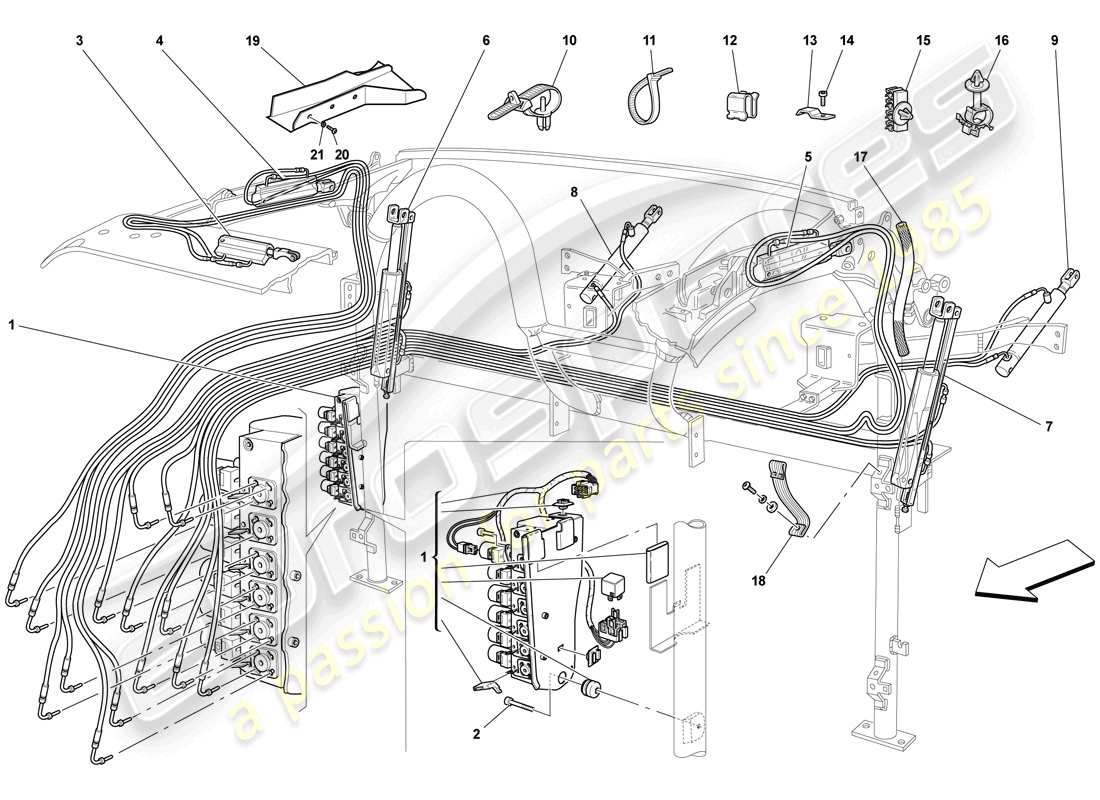 a part diagram from the ferrari f430 scuderia (rhd) parts catalogue