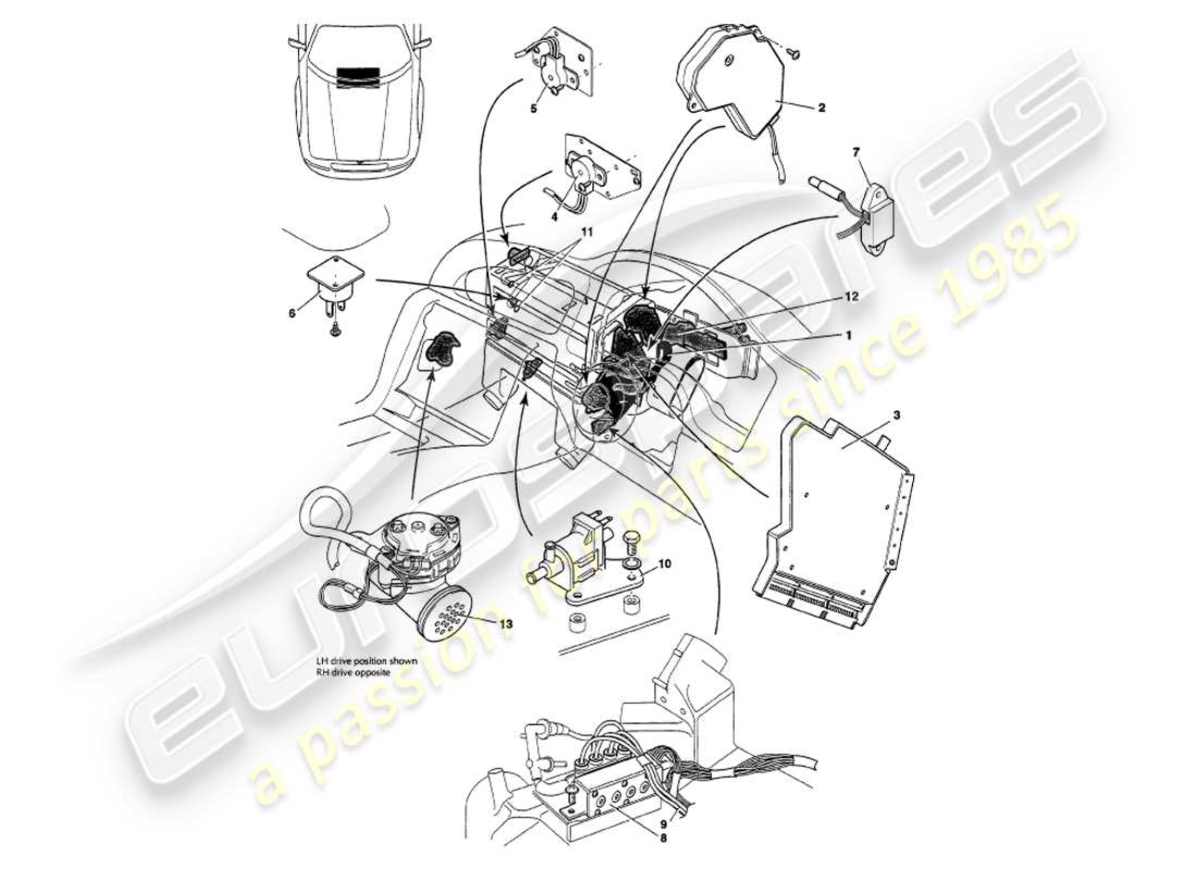 a part diagram from the aston martin v8 volante parts catalogue